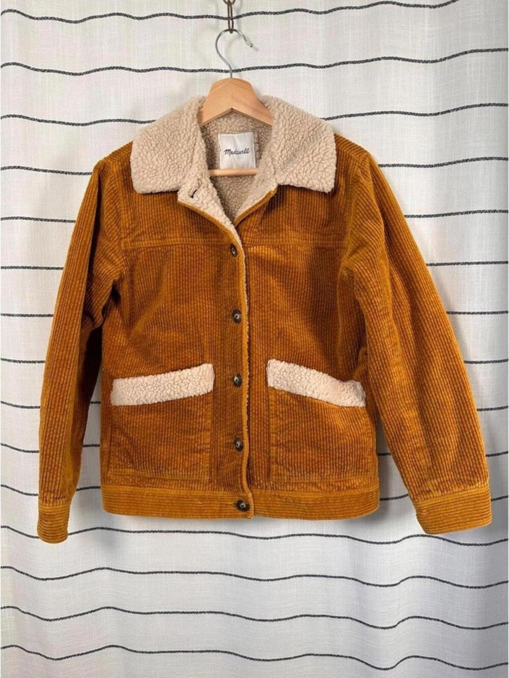 Madewell Sherpa-Lined Corduroy Swing Chore Coat Barn Jacket Size XS - Picture 2 of 8
